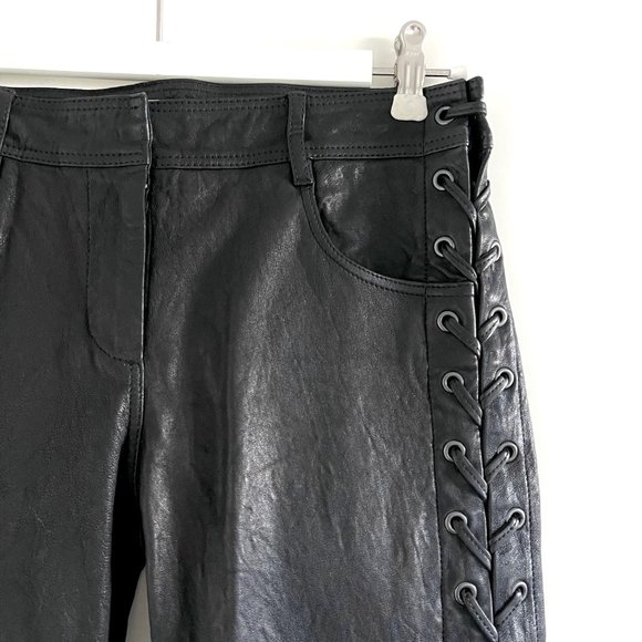 New A.L.C. ‘Dent’ Black Lace-Up Leather Pants Size 4 - Picture 7 of 13